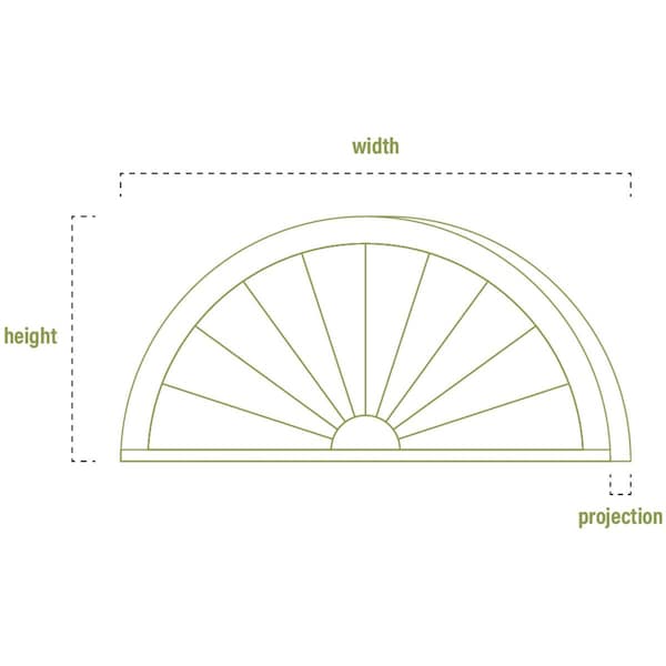 Elliptical Smooth Architectural Grade PVC Combination Pediment, 44W X 17-7/8H X 2-3/4P